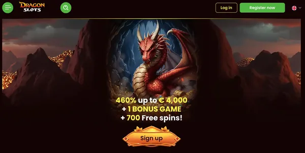 DragonSlots Casino úvodná stránka na mobile